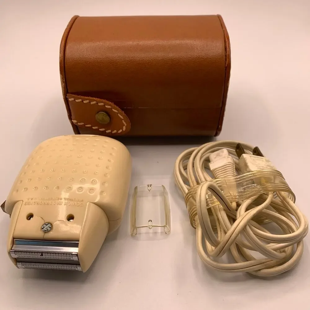 Vintage Schick 20 Electric Shaver/Razor, Complete w Leather Case, Cord & Guard